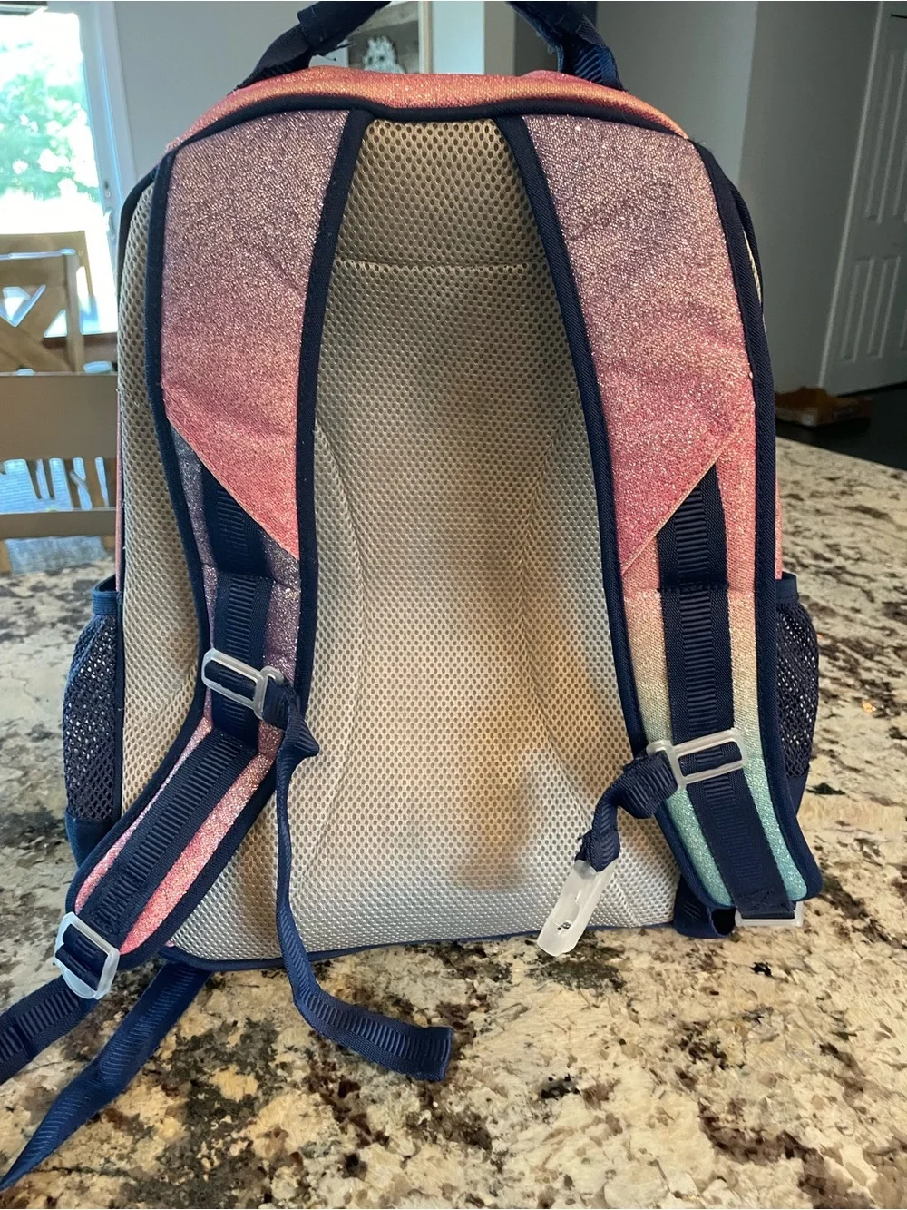 Pottery Barn VGUC Glitter Ombre Kids Backpack & Lunch Bag Set - Pink to Blue